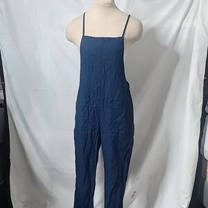 And Merci Blue Jumpsuit with Square Neckline and Spaghetti Straps